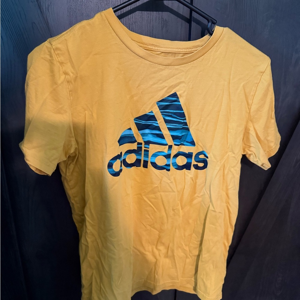 Adidas Kids Yellow Tee with Blue Logo